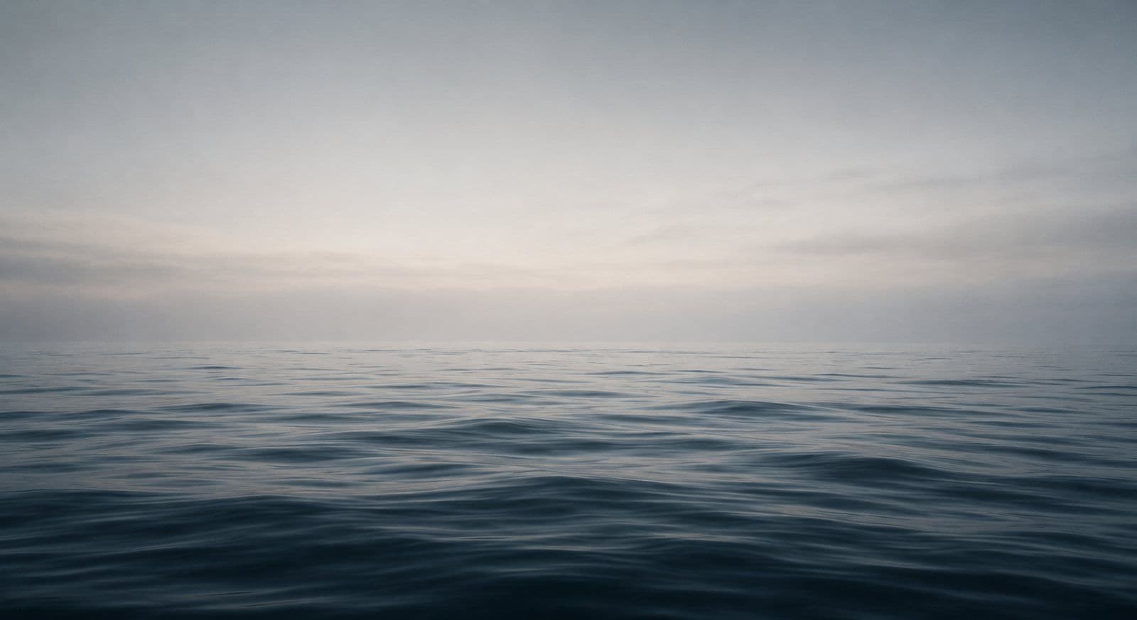 Pale open water dissolving into mist, the tonal planes receding from grey to near white.